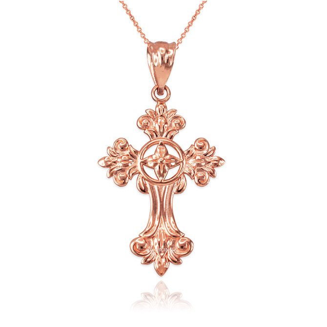 Rose Gold Fleury Cross Charm Necklace