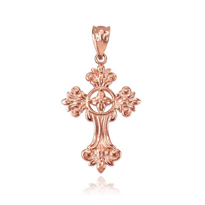 Rose Gold Fleury Cross Charm Necklace