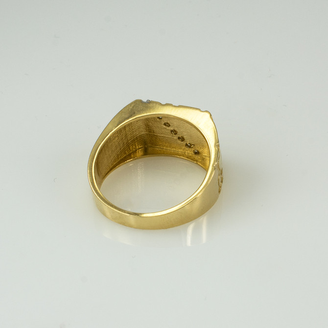 Men's CZ Accent Rectangle Nugget Ring in Yellow Gold