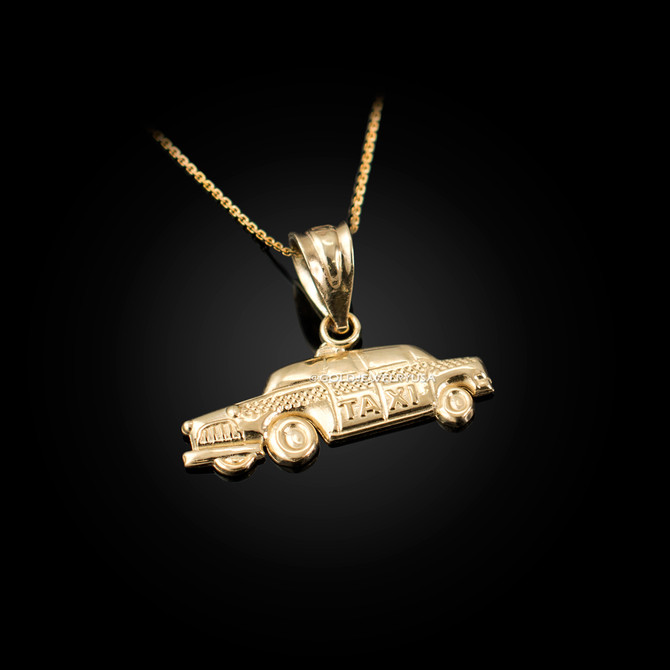 Yellow Gold Small Taxi Cab Charm Necklace