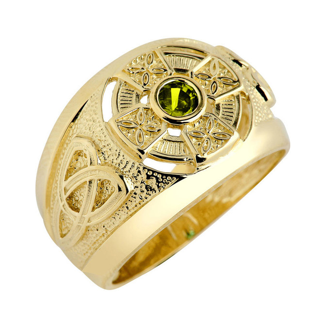 Mens Gold Celtic Birthstone Ring