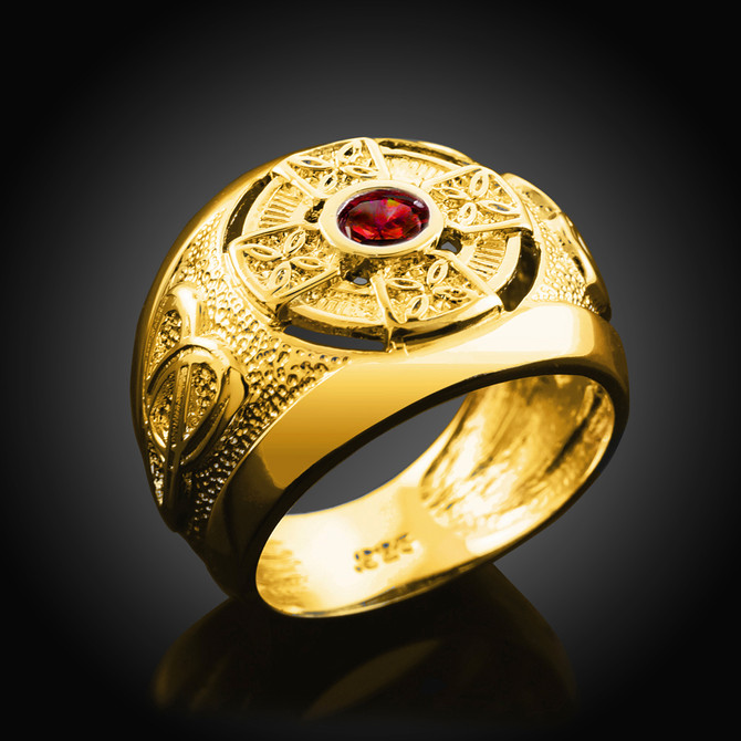 Mens Gold Celtic Birthstone Ring
