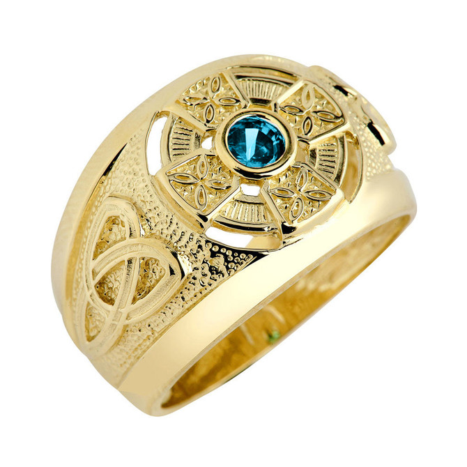 Mens Gold Celtic Birthstone Ring