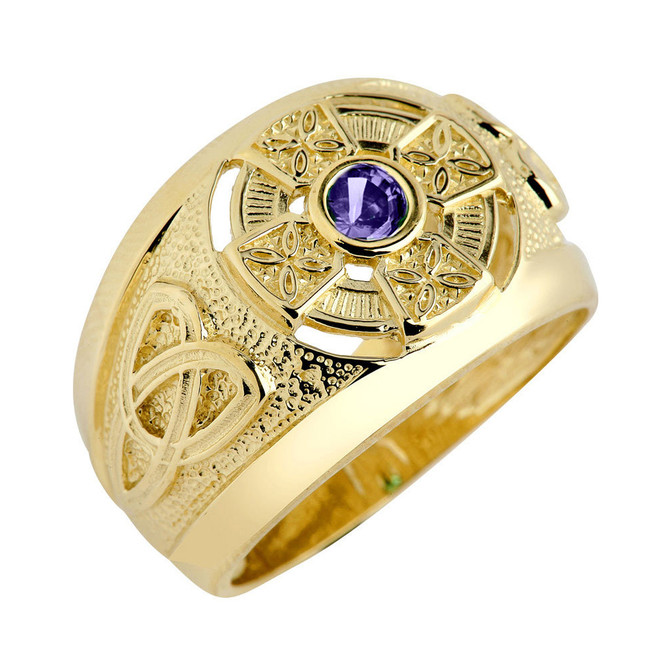 Mens Gold Celtic Birthstone Ring