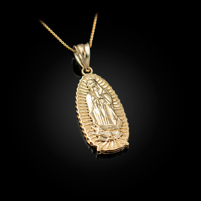 Yellow Gold Virgin Mary Pendant Necklace