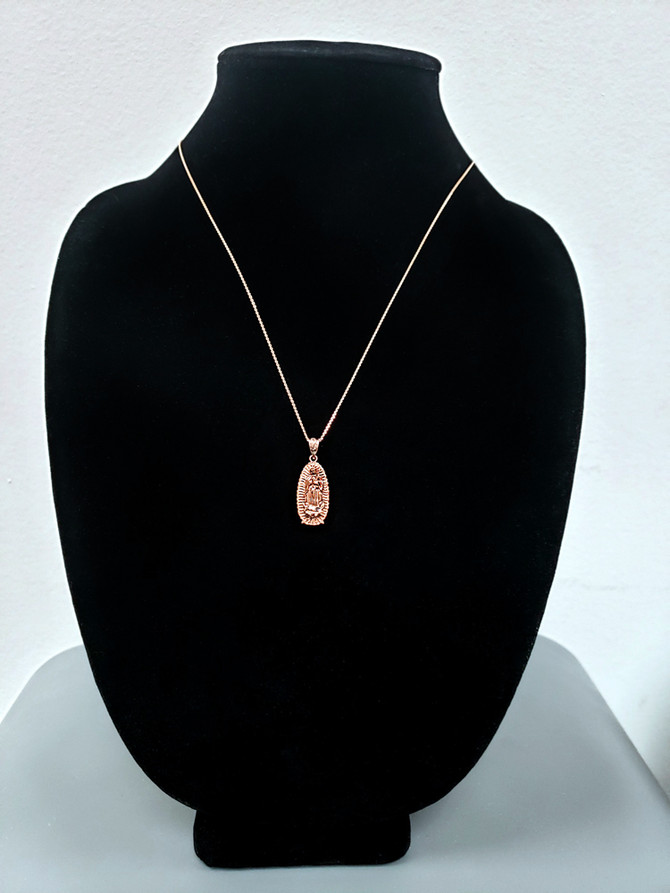 Rose Gold Virgin Mary Pendant Necklace