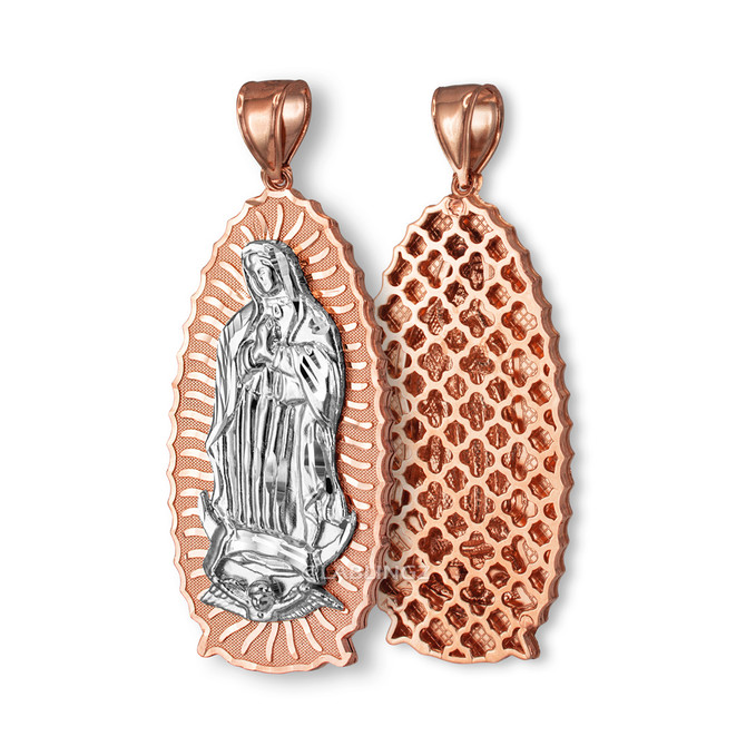 Two-Tone Rose Gold Virgin Mary Pendant Necklace