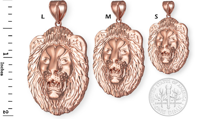 Rose Gold Lion Face DC Pendant (S/M/L)