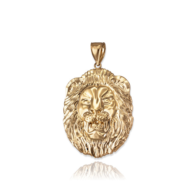 Yellow Gold Lion Face DC Pendant Necklace