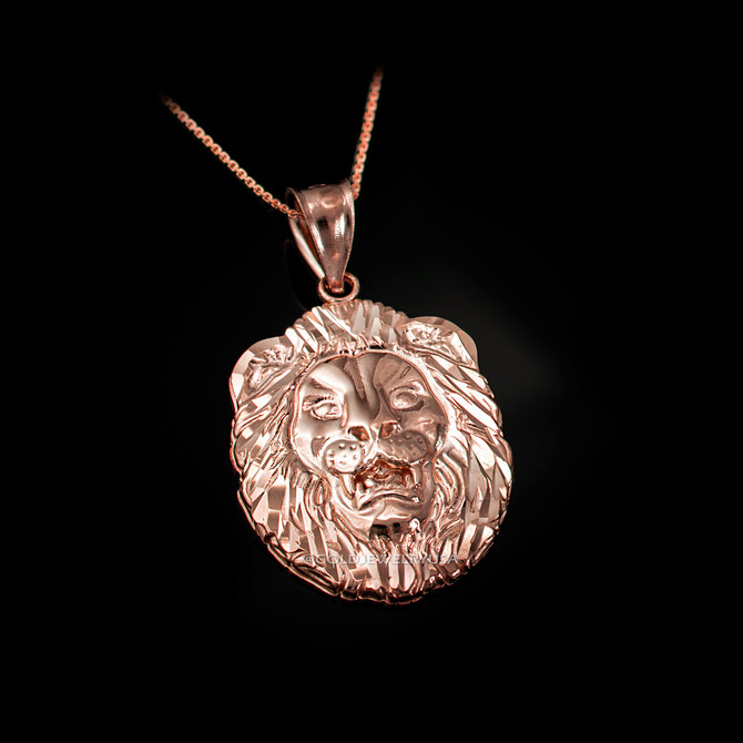 Rose Gold Lion Face DC Pendant Necklace