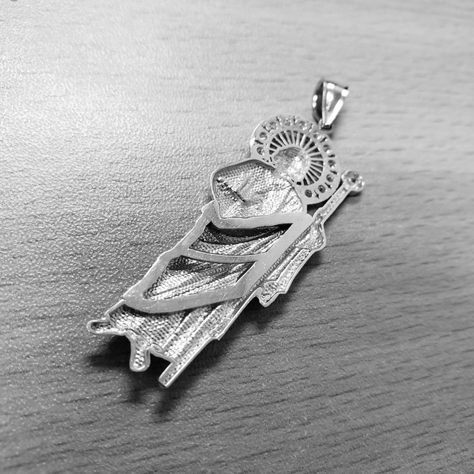 Two-Tone White and Yellow Gold St. Jude CZ Pendant (S/M/L)