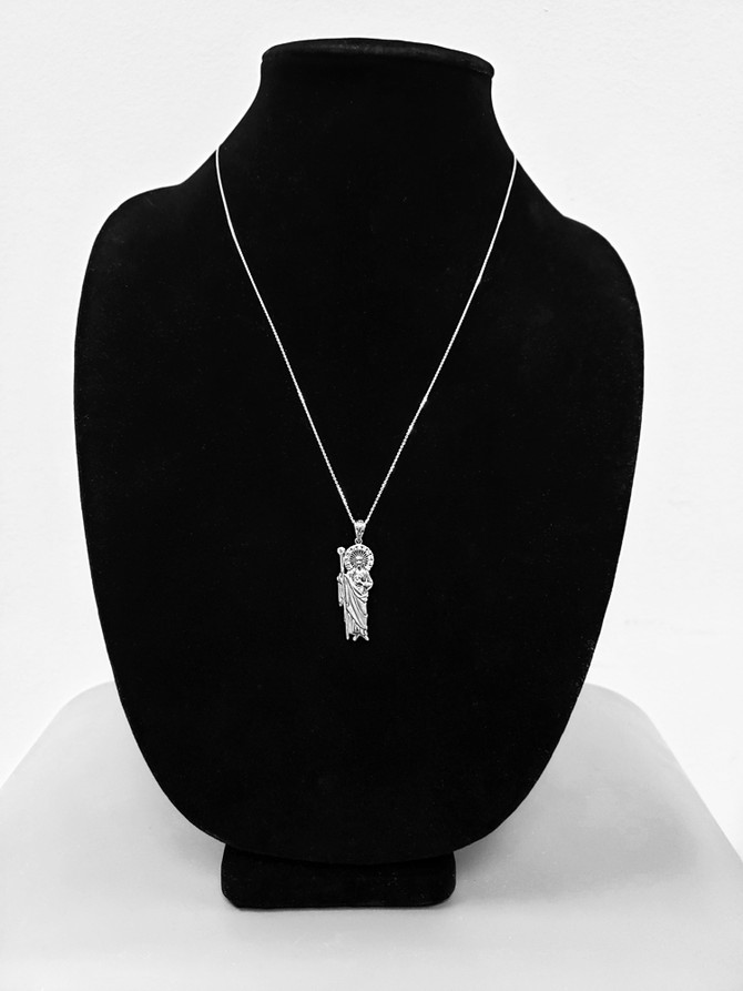 White Gold St. Jude CZ Pendant Necklace