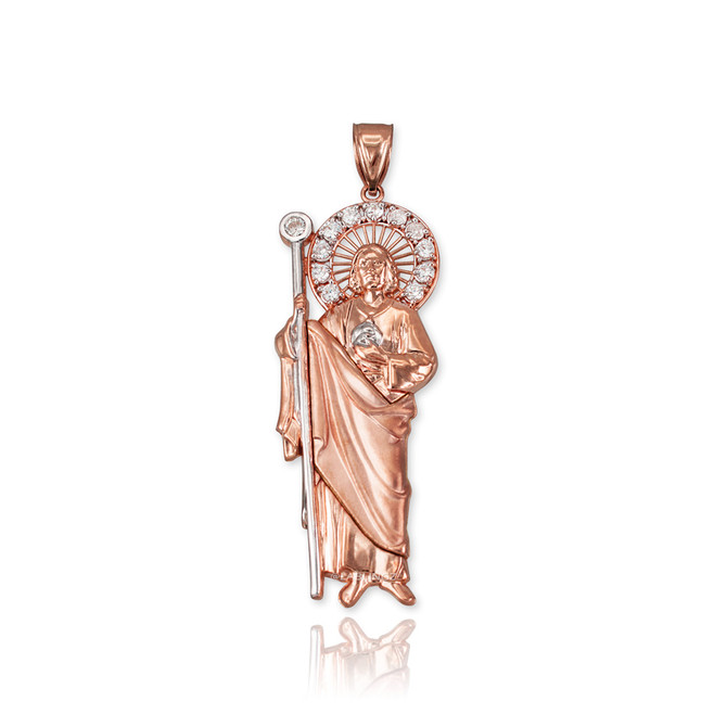 Rose Gold St. Jude CZ Pendant Necklace