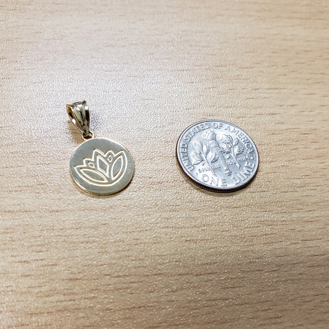 Gold Lotus Medallion Charm Necklace
