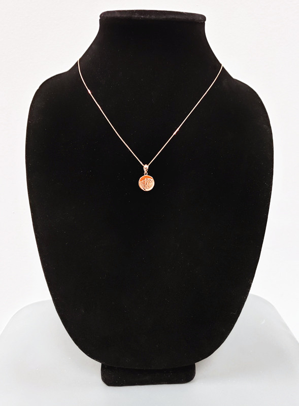Rose Gold Lotus Medallion Charm Necklace