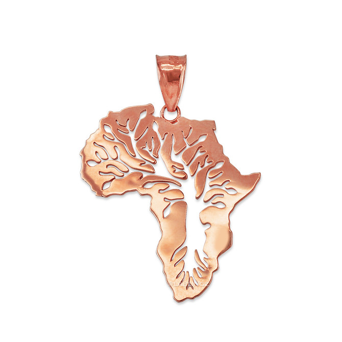 Rose Gold Africa Tree of Life Pendant Necklace