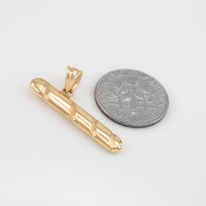 Solid Yellow Gold Cigar Pendant Necklace