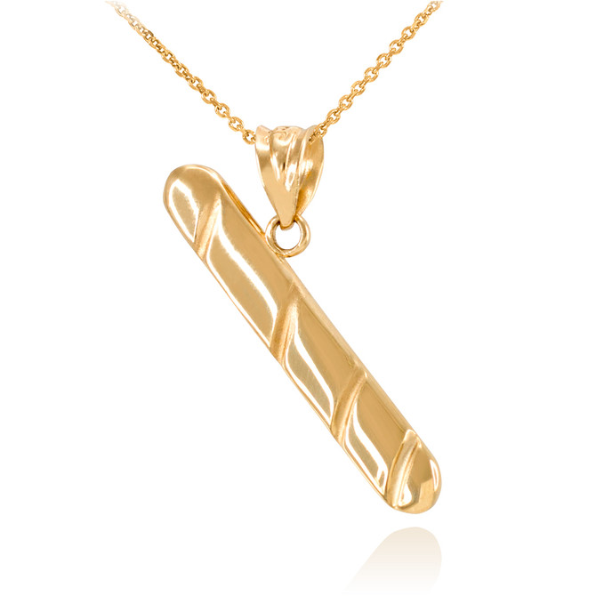 Solid Yellow Gold Cigar Pendant Necklace