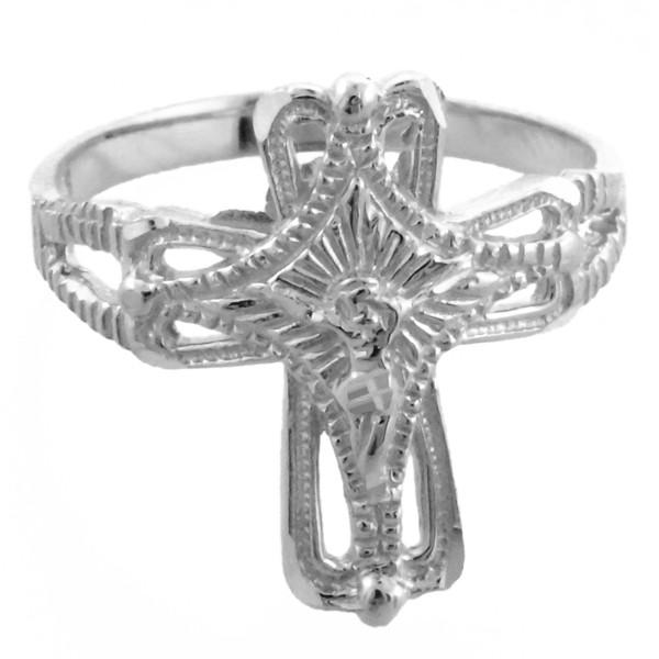 White Gold Crucifix Cross Ring