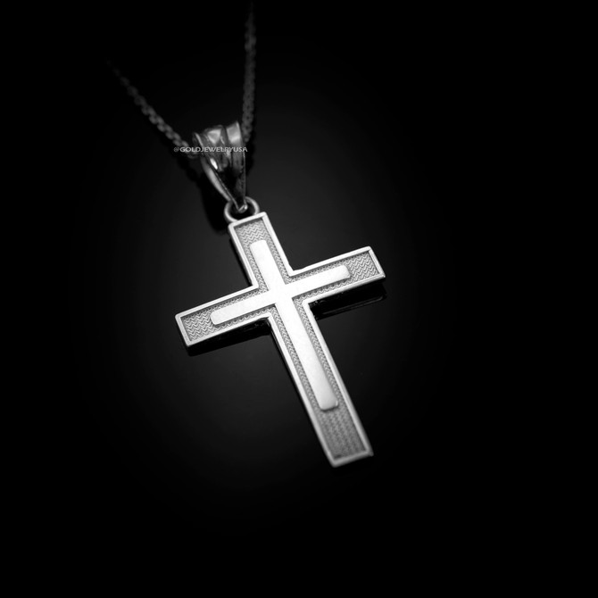 White Gold Inner Cross Pendant Necklace