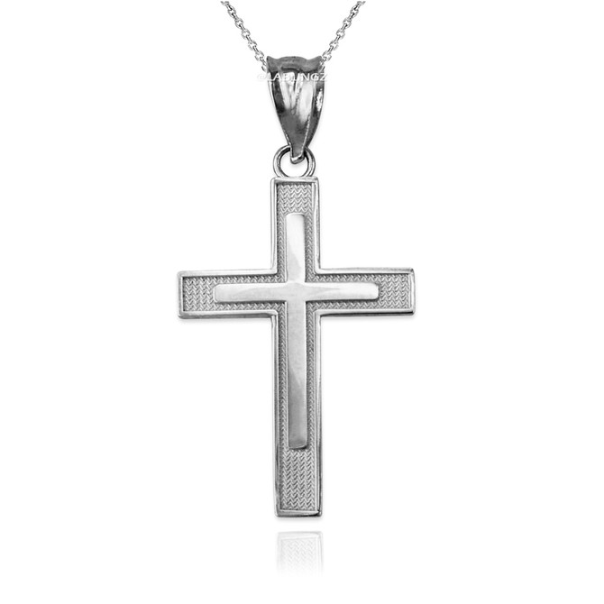 White Gold Inner Cross Pendant Necklace