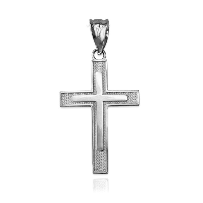White Gold Inner Cross Pendant Necklace