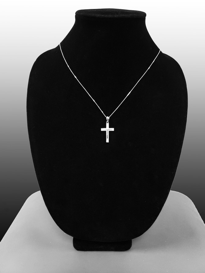 White Gold Inner Cross Pendant Necklace