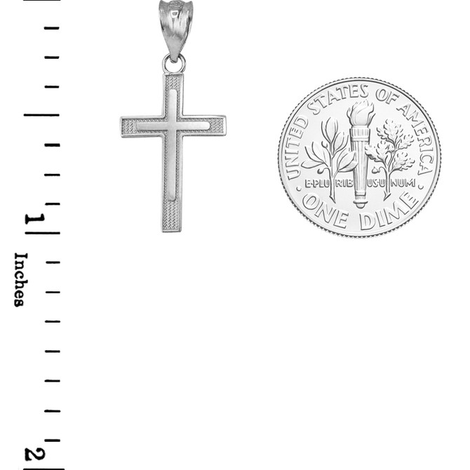 White Gold Inner Cross Charm Necklace