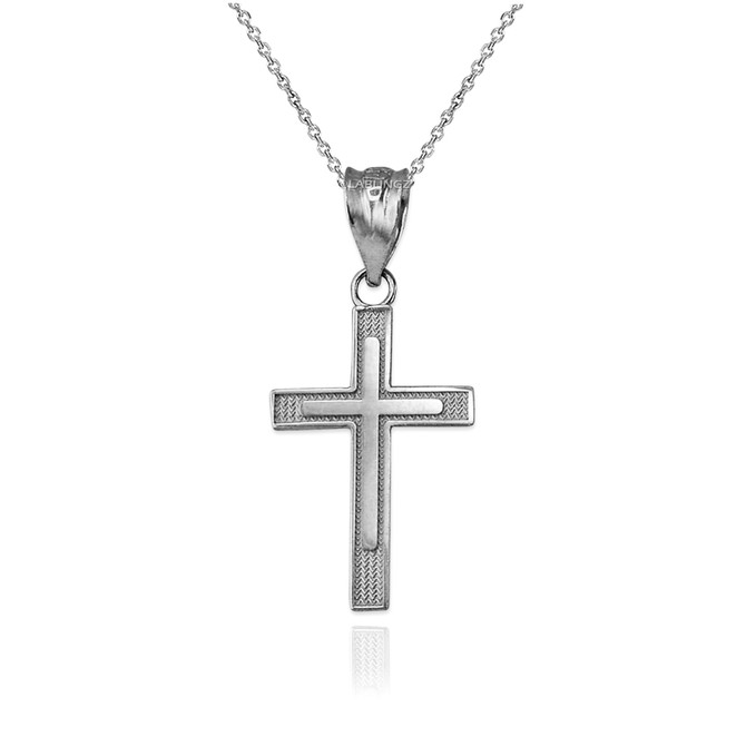 White Gold Inner Cross Charm Necklace