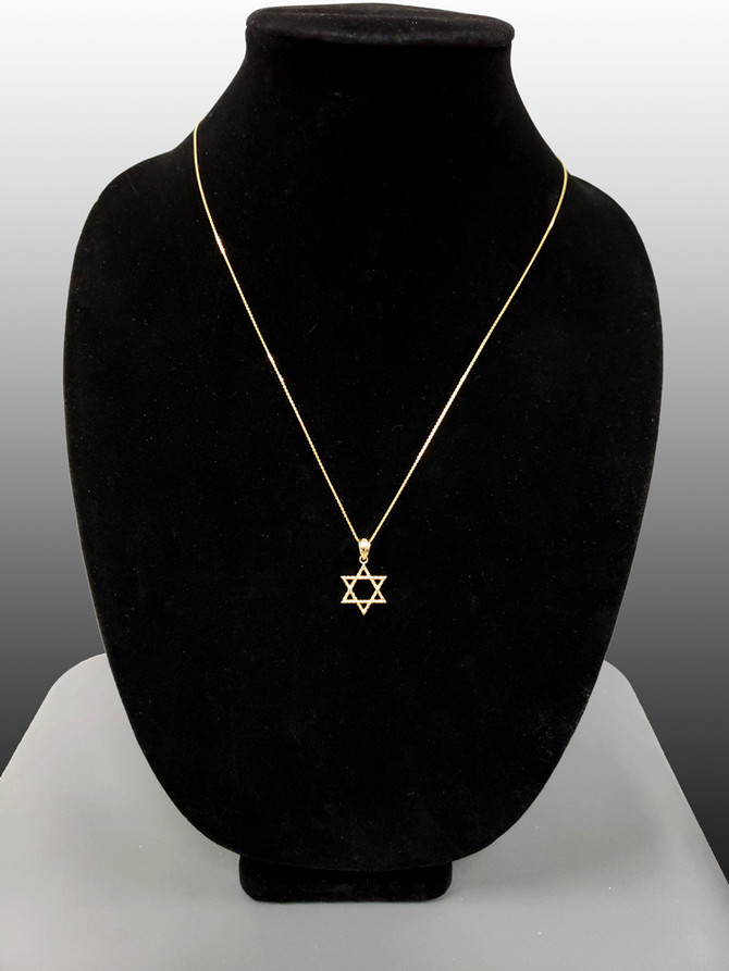 Yellow Gold Star of David Charm Necklace