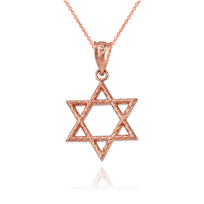 Rose Gold Star of David Charm Necklace