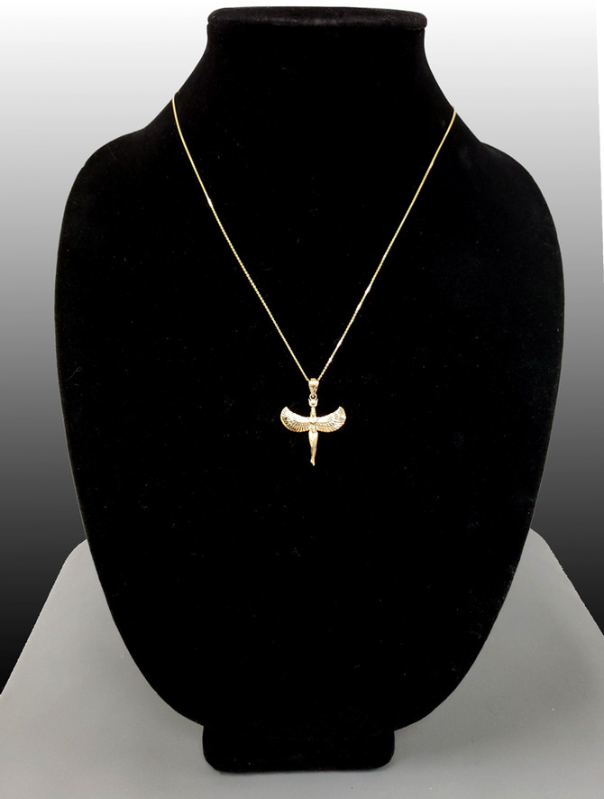 Yellow Gold Isis Egyptian Goddess Pendant Necklace