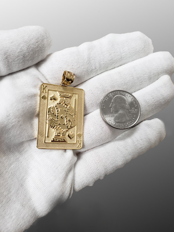 Yellow Gold King of Spades Poker Card Hip Hop Pendant