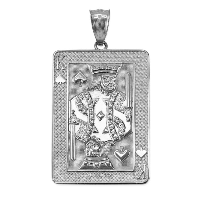 White Gold King of Spades Poker Card Hip Hop Pendant