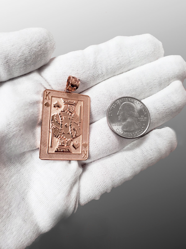 Rose Gold King of Spades Poker Card Hip Hop Pendant