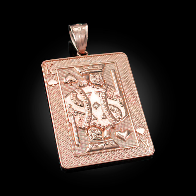 Rose Gold King of Spades Poker Card Hip Hop Pendant