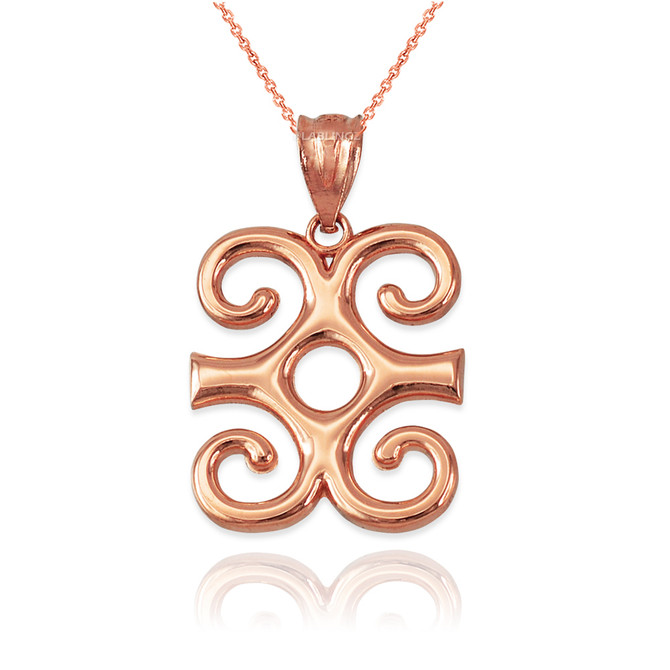 Rose Gold Adinkra Dwennimmen African Pendant Necklace