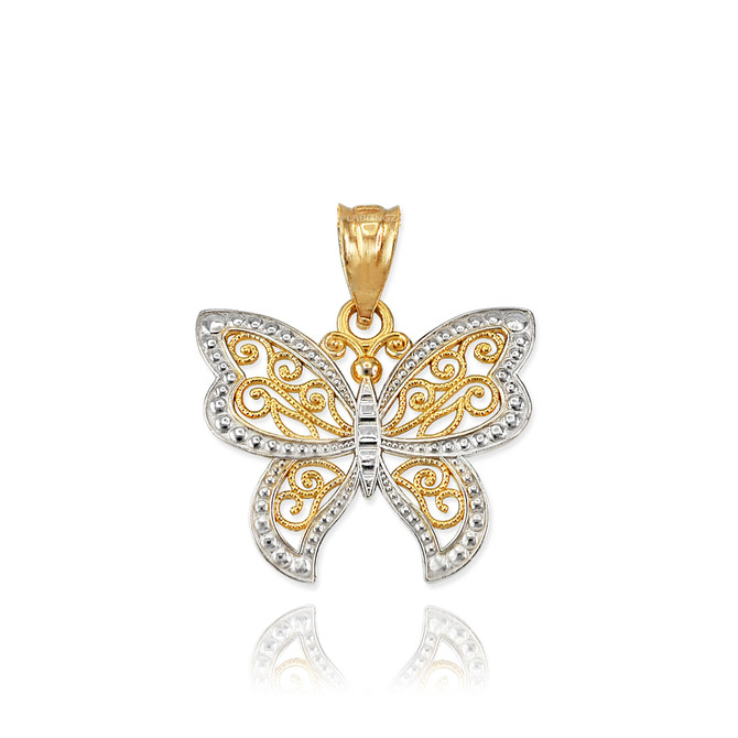 Gold Filigree Butterfly Charm Necklace