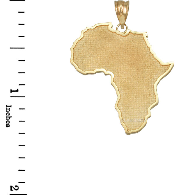 Yellow Gold Africa Map Pendant Necklace