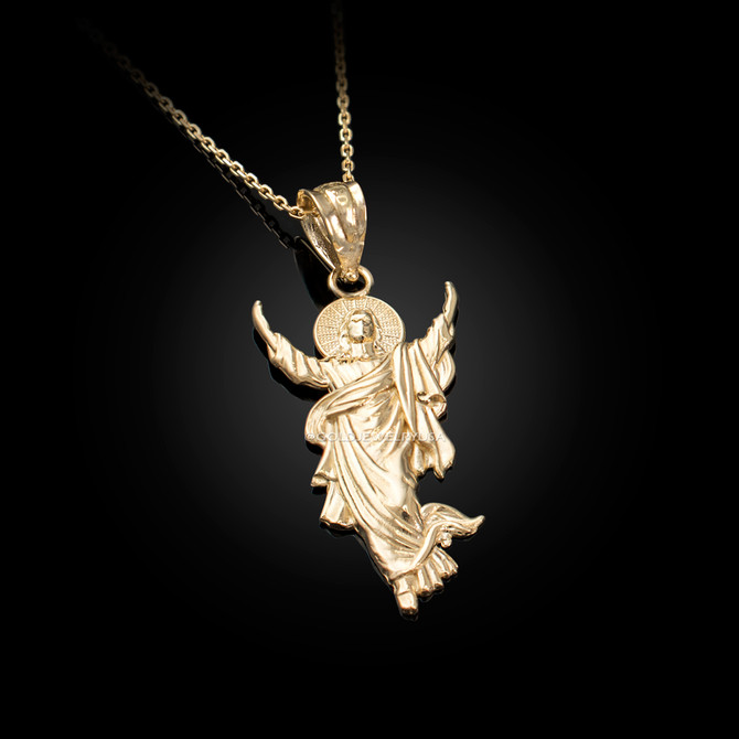 Yellow Gold Resurrection of Jesus Christ Pendant Necklace