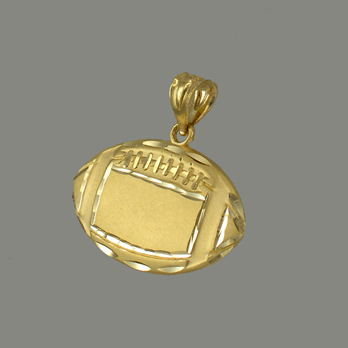 Satin DC Yellow Gold Football Pendant Necklace
