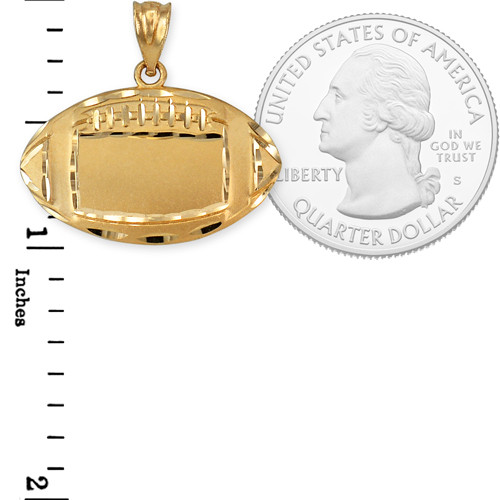 Satin DC Yellow Gold Football Pendant Necklace