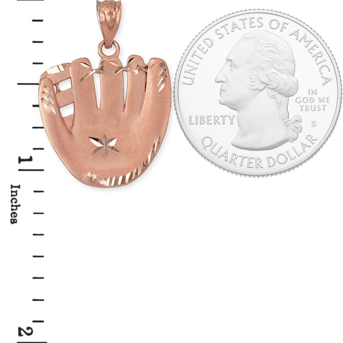 Satin DC Rose Gold Baseball Glove Pendant Necklace
