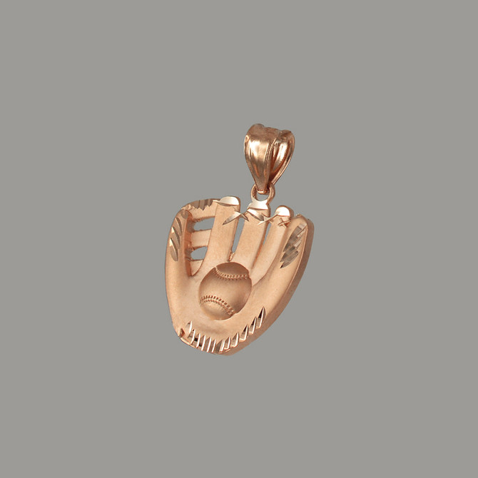 Rose Gold Satin DC Baseball Glove Pendant Necklace