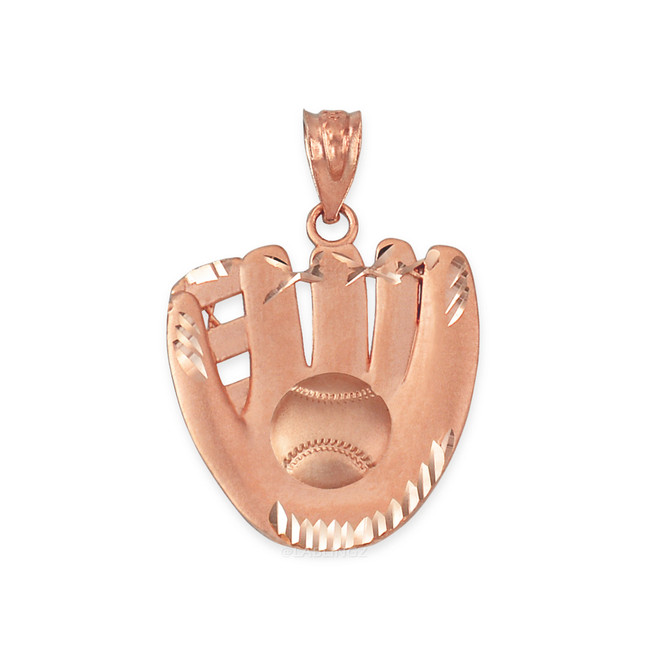 Rose Gold Satin DC Baseball Glove Pendant Necklace