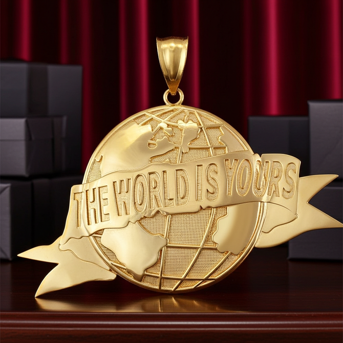 Yellow Gold THE WORLD IS YOURS Pendant