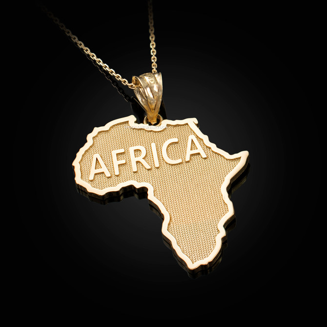 Africa Map Yellow Gold Pendant Necklace