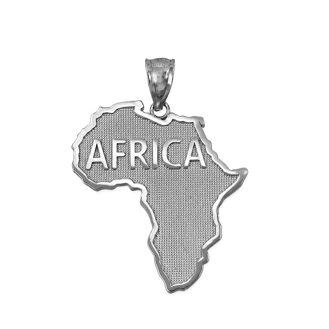 Africa Map White Gold Pendant Necklace