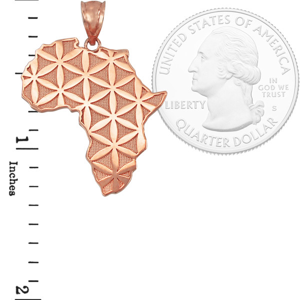 Rose Gold Africa Map Flower of Life Pendant Necklace