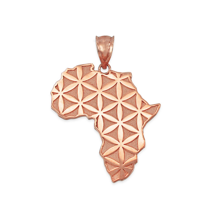 Rose Gold Africa Map Flower of Life Pendant Necklace